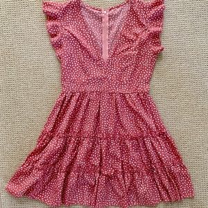 red patterned flowy sundress